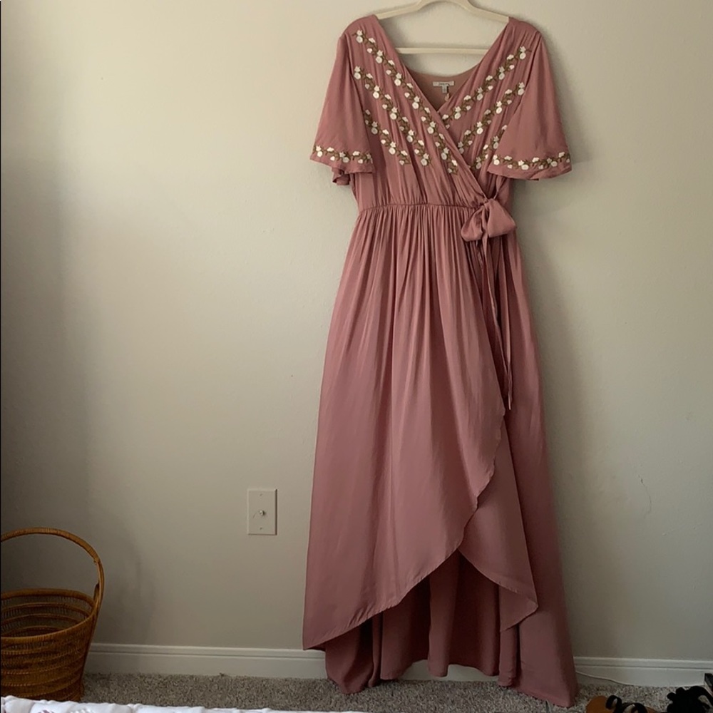 Jodifil High Low Embroidered Dress - Mauve - Large
